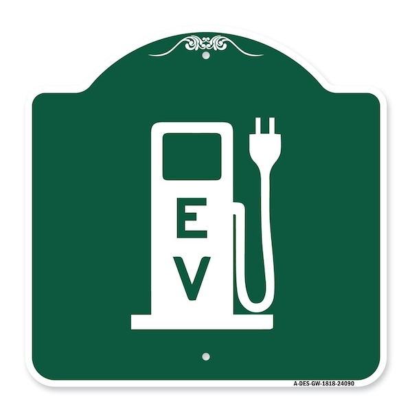 Signmission Ev Electric Vehicle Charging Station, Green & White Aluminum Sign, 18" x 18", GW-1818-24090 A-DES-GW-1818-24090 - main